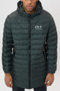 Оптом Куртка мужская демисезонная удлиненная цвета хаки 7704Kh в Казани, фото 11