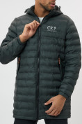 Оптом Куртка мужская демисезонная удлиненная цвета хаки 7704Kh в Екатеринбурге, фото 8