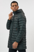 Оптом Куртка мужская демисезонная удлиненная цвета хаки 7704Kh в Казани, фото 9