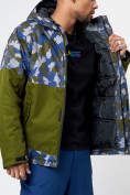 Оптом Спортивная куртка мужская зимняя цвета хаки 78015Kh в Казани, фото 7