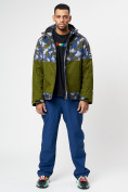 Оптом Спортивная куртка мужская зимняя цвета хаки 78015Kh в Казани, фото 8