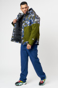 Оптом Спортивная куртка мужская зимняя цвета хаки 78015Kh в Казани, фото 9