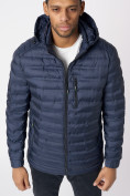 Оптом Куртки мужские стеганная с капюшоном темно-синего цвета 805TS в Екатеринбурге