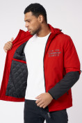 Оптом Куртка мужская с капюшоном красного цвета 88601Kr в Казани, фото 13
