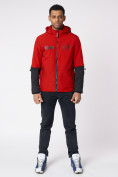 Оптом Куртка мужская с капюшоном красного цвета 88601Kr в Казани
