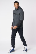 Оптом Куртка мужская с капюшоном темно-серого цвета 88601TC в Казани, фото 2