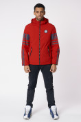 Оптом Куртка мужская с капюшоном красного цвета 88602Kr в Екатеринбурге, фото 5