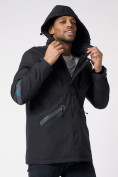 Оптом Куртка мужская удлиненная с капюшоном черного цвета 88611Ch в Казани, фото 9