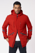 Оптом Куртка мужская удлиненная с капюшоном красного цвета 88611Kr в Казани, фото 3