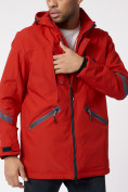Оптом Куртка мужская удлиненная с капюшоном красного цвета 88611Kr в Екатеринбурге, фото 7