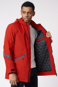 Оптом Куртка мужская удлиненная с капюшоном красного цвета 88611Kr в Екатеринбурге, фото 14