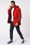 Оптом Куртка мужская удлиненная с капюшоном красного цвета 88611Kr в Екатеринбурге, фото 13