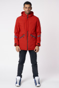 Оптом Куртка мужская удлиненная с капюшоном красного цвета 88611Kr в Екатеринбурге