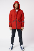 Оптом Куртка мужская удлиненная с капюшоном красного цвета 88611Kr в Екатеринбурге, фото 12