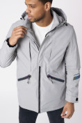 Оптом Куртка мужская удлиненная с капюшоном светло-серого цвета 88611SS в Казани