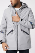 Оптом Куртка мужская удлиненная с капюшоном светло-серого цвета 88611SS в Казани, фото 13