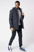 Оптом Куртка мужская удлиненная с капюшоном темно-серого цвета 88611TC, фото 3