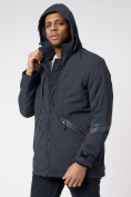Оптом Куртка мужская удлиненная с капюшоном темно-серого цвета 88611TC, фото 9