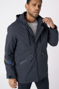 Оптом Куртка мужская удлиненная с капюшоном темно-серого цвета 88611TC, фото 11
