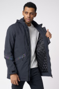 Оптом Куртка мужская удлиненная с капюшоном темно-серого цвета 88611TC, фото 14