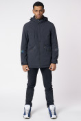 Оптом Куртка мужская удлиненная с капюшоном темно-серого цвета 88611TC, фото 2