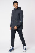 Оптом Куртка мужская удлиненная с капюшоном темно-серого цвета 88611TC, фото 5