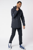 Оптом Куртка мужская удлиненная с капюшоном темно-серого цвета 88611TC, фото 6