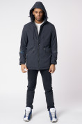 Оптом Куртка мужская удлиненная с капюшоном темно-серого цвета 88611TC, фото 4
