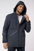 Оптом Куртка мужская удлиненная с капюшоном темно-серого цвета 88611TC, фото 8