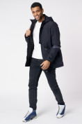 Оптом Куртка мужская удлиненная с капюшоном темно-синего цвета 88611TS в Екатеринбурге, фото 14