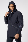 Оптом Куртка мужская удлиненная с капюшоном темно-синего цвета 88611TS в Казани, фото 7