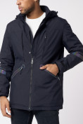 Оптом Куртка мужская удлиненная с капюшоном темно-синего цвета 88611TS в Казани, фото 3