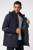 Оптом Куртка мужская удлиненная с капюшоном темно-синего цвета 88611TS в Екатеринбурге, фото 9
