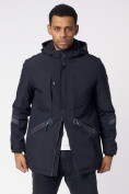 Оптом Куртка мужская удлиненная с капюшоном темно-синего цвета 88611TS в Екатеринбурге