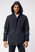 Оптом Куртка мужская удлиненная с капюшоном темно-синего цвета 88611TS в Казани, фото 6