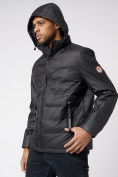 Оптом Куртки мужские стеганная с капюшоном черного цвета 88633Ch в Казани, фото 10