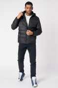 Оптом Куртки мужские стеганная с капюшоном черного цвета 88633Ch в Казани, фото 2