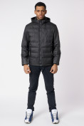 Оптом Куртки мужские стеганная с капюшоном черного цвета 88633Ch в Казани