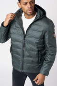 Оптом Куртки мужские стеганная с капюшоном темно-зеленого цвета 88633TZ в Казани, фото 10
