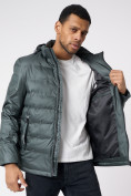 Оптом Куртки мужские стеганная с капюшоном темно-зеленого цвета 88633TZ в Казани, фото 12