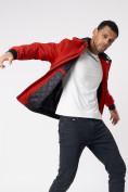 Оптом Куртка мужская на резинке с капюшоном красного цвета 88652Kr в Казани, фото 11