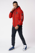 Оптом Куртка мужская на резинке с капюшоном красного цвета 88652Kr в Казани, фото 2
