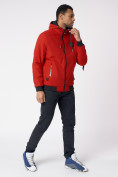 Оптом Куртка мужская на резинке с капюшоном красного цвета 88652Kr в Казани, фото 3