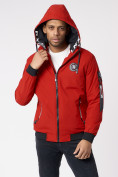 Оптом Куртка мужская на резинке с капюшоном красного цвета 88652Kr в Казани, фото 10