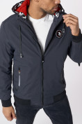 Оптом Куртка мужская на резинке с капюшоном темно-серого цвета 88652TC, фото 8