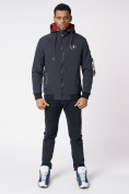 Оптом Куртка мужская на резинке с капюшоном темно-серого цвета 88652TC, фото 10