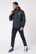 Оптом Куртка мужская на резинке с капюшоном темно-серого цвета 88652TC, фото 12
