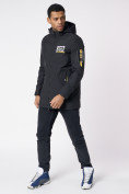 Оптом Куртка мужская удлиненная с капюшоном черного цвета 88661Ch в Екатеринбурге, фото 3