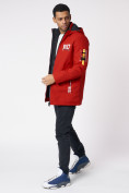 Оптом Куртка мужская удлиненная с капюшоном красного цвета 88661Kr в Екатеринбурге, фото 4