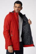 Оптом Куртка мужская удлиненная с капюшоном красного цвета 88661Kr в Казани, фото 15